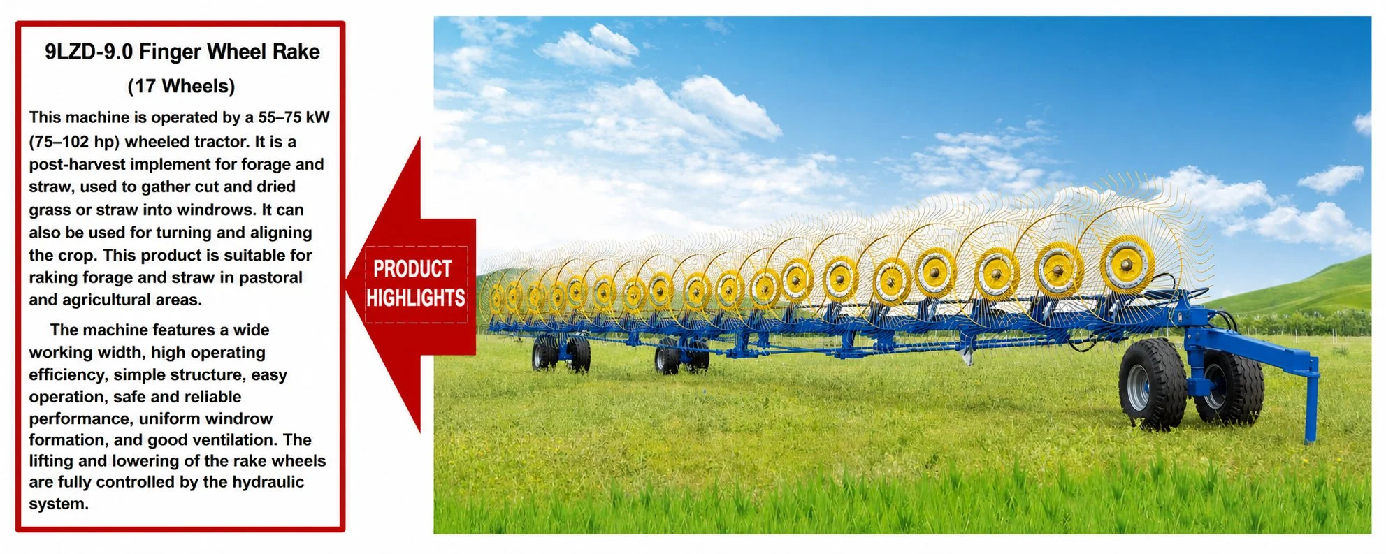 9LZD-9.0 Finger Wheel Hay Rake highlight