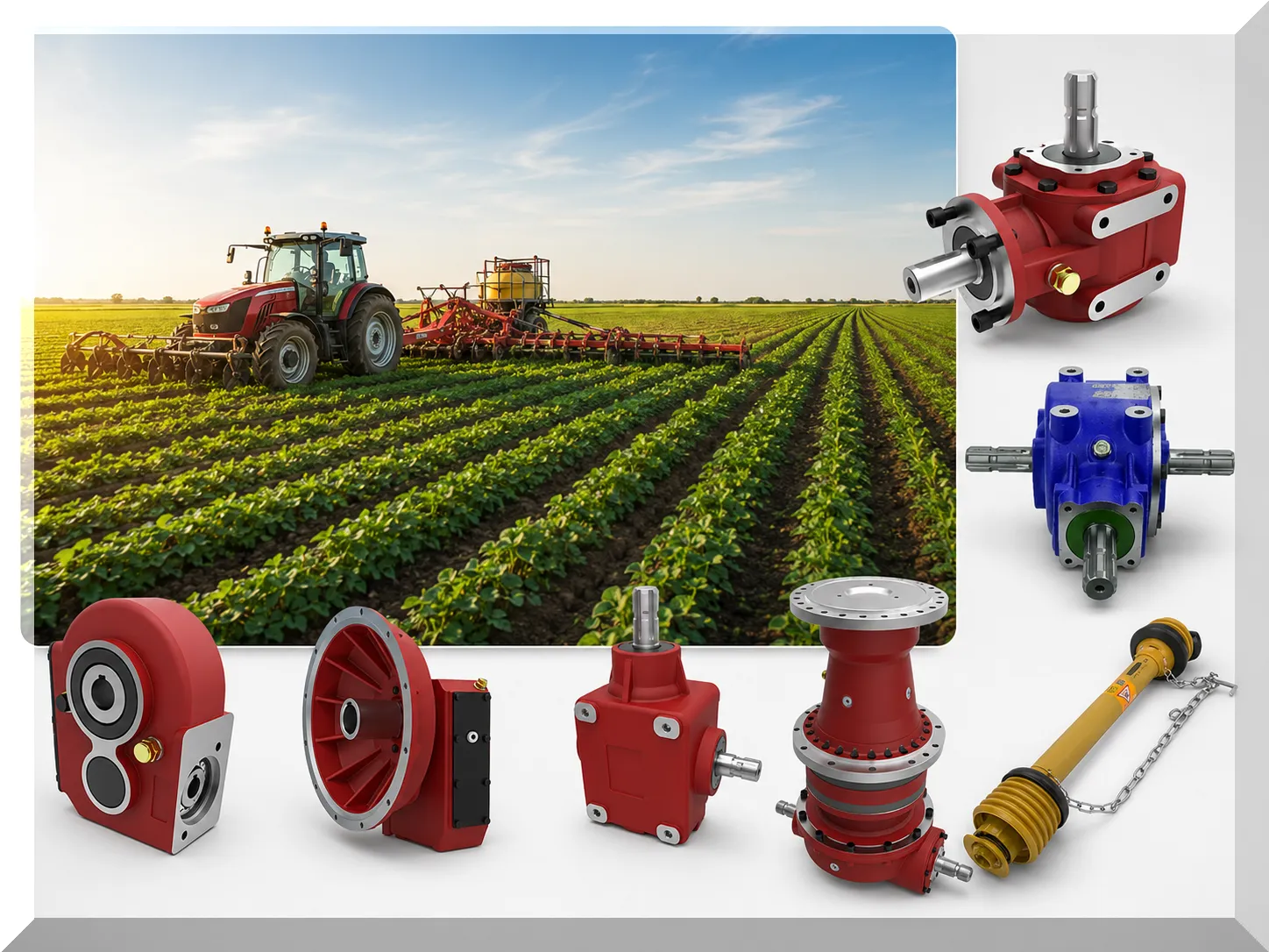 high-torque agricultural gearbox and PTO shaft for silage baler-wrapper combination driveline