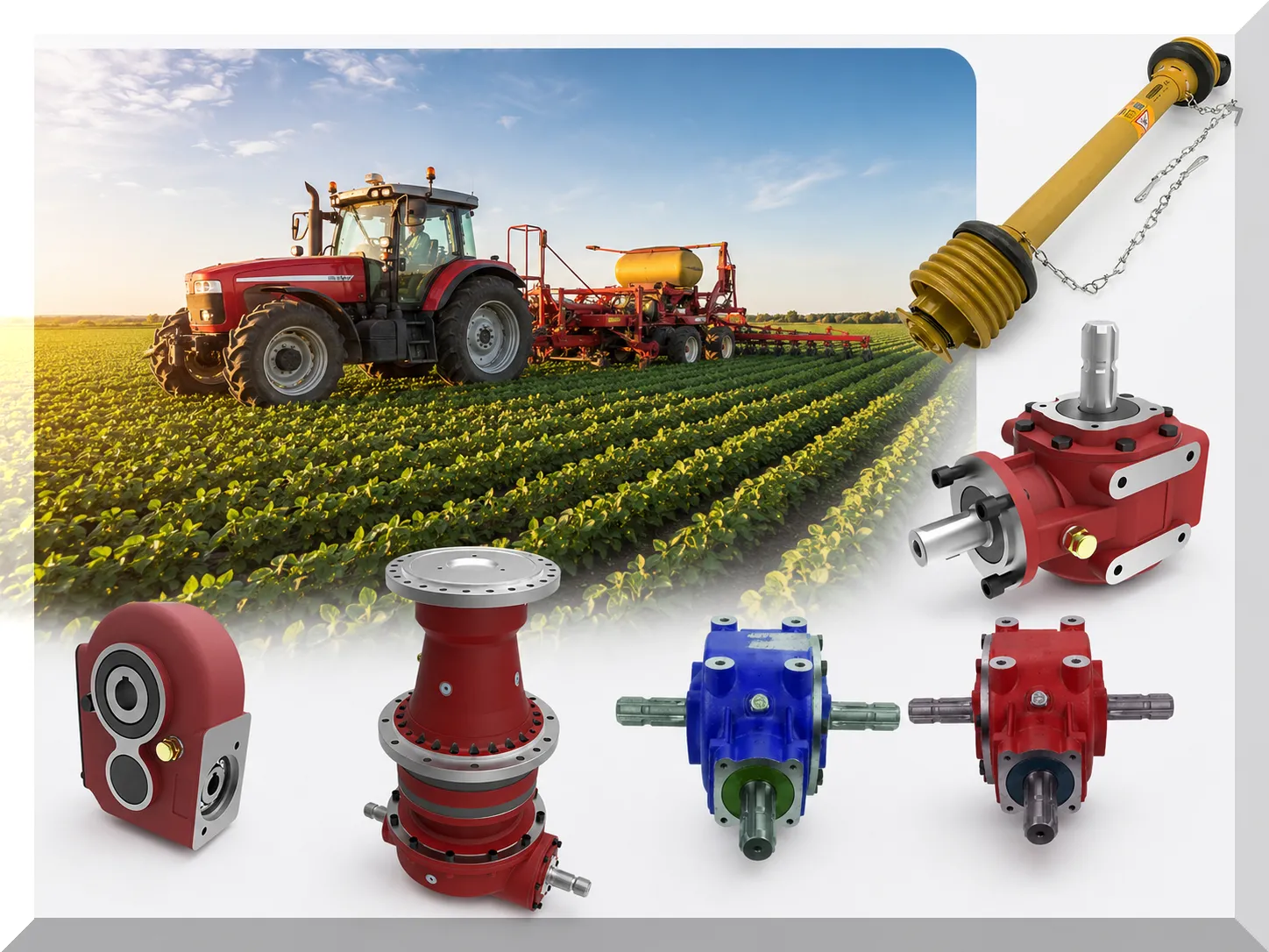 heavy-duty agricultural drive gearbox and PTO shaft for round baler paired with 9JYY-4.5 bale transporter