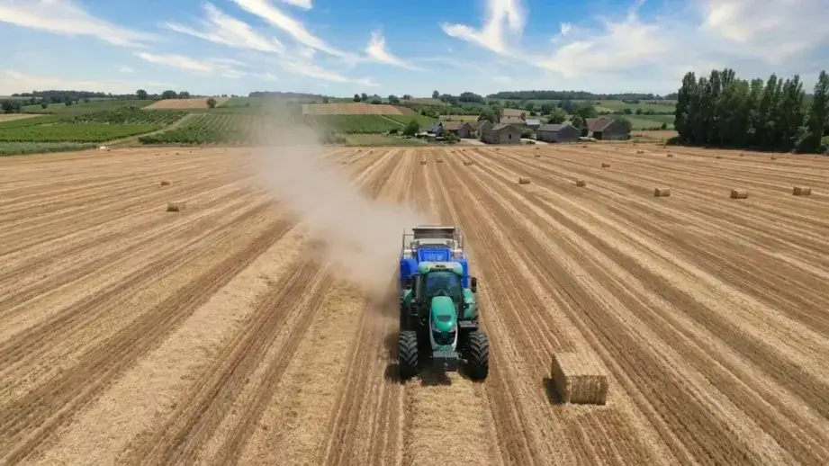 small square bales produced by the 9YF-2200S showing the dense uniform cross-section achieved by the single shredding mechanism which breaks stalks before compression for more consistent bale density