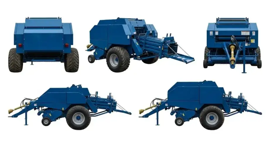 square baler type comparison showing where the 9YF-2200S with hammer-claw pickup and shredding mechanism fits within the range of small square baler designs from basic spring-tooth to advanced hammer-claw shredder configurations
